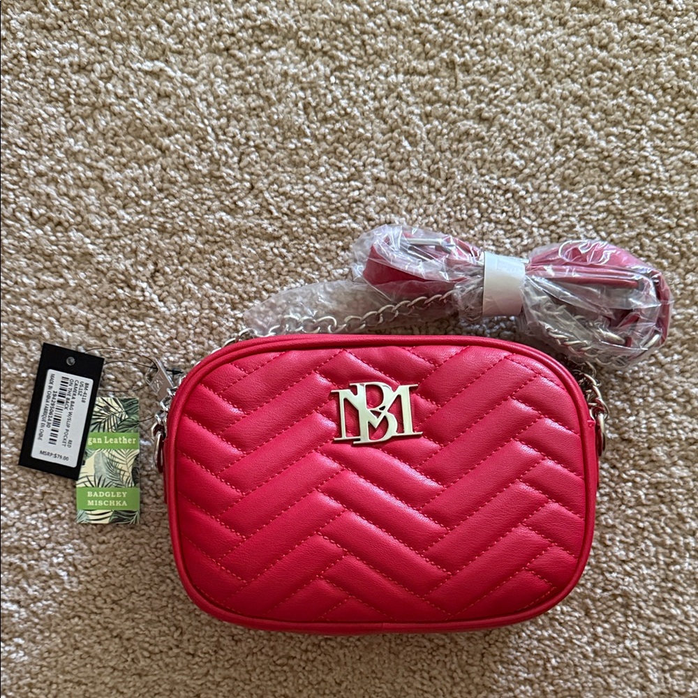 Badgley Mischka red Quilted Crossbody Bag